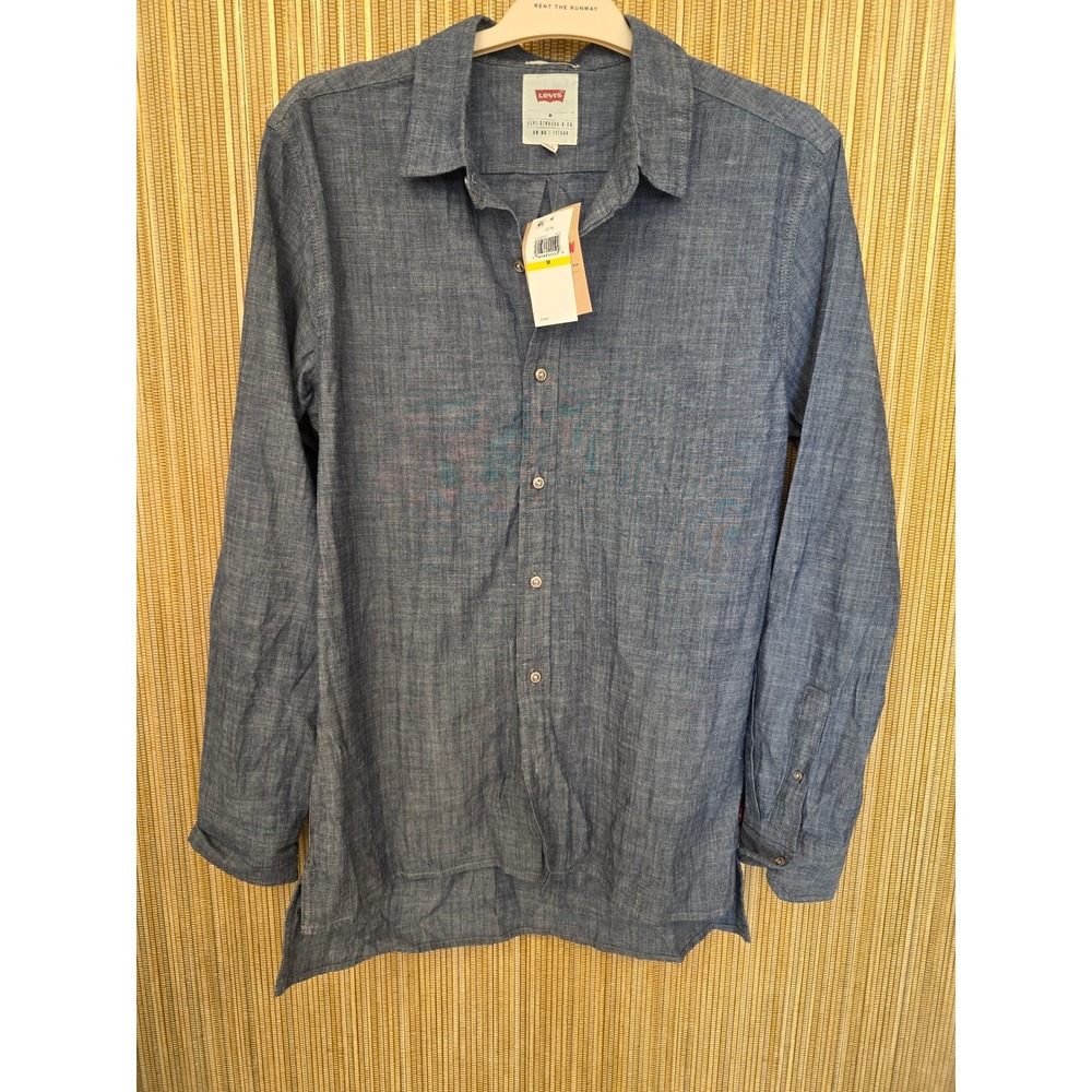 NWT Levis Mens Indigo Chambray Stretch Button Down Shirt Long Sleeve M Untuck